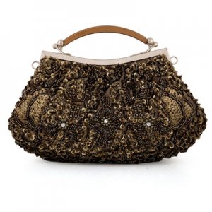 Womens Pearl Bead Rhinestone Evening Clutch Bag